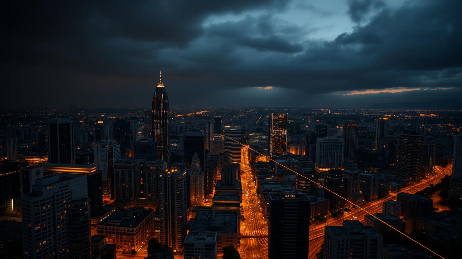 Skyline de São Paulo ao entardecer com linhas douradas de conexão representando a presença da Connecta